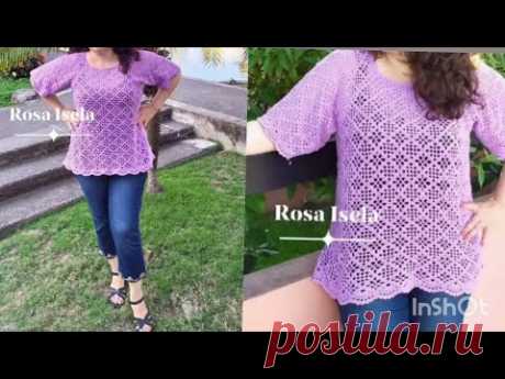 Video completo Blusa Tejida en Hilo Crystal #RosaIsela