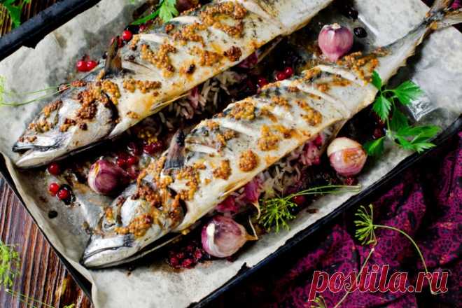 Запеченная скумбрия с горчицей и рисом: удиви своих гостей