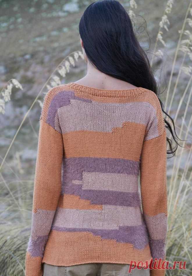 Пуловер в технике интарсии PLACIDIA — HandMade