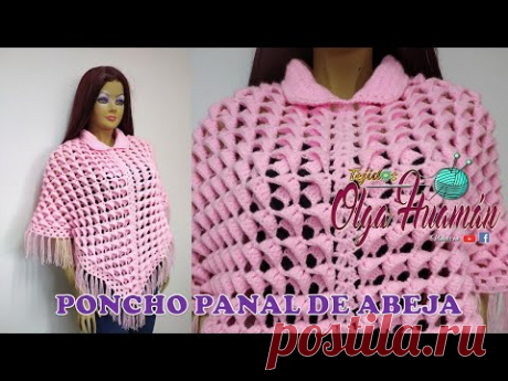PONCHO EN PUNTO PANAL DE ABEJA TEJIDO A CROCHET - TEJIDOS OLGA HUAMAN