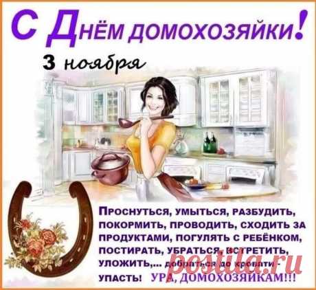 Под присягой заявляем:
Главная из всех работниц — ты!
А обед готовишь мужу,
Не оставишь грязи лужу. Открытки на День домохозяина и домохозяйки!