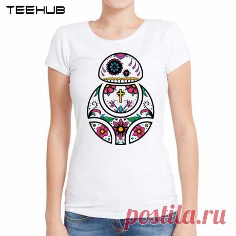 2019 nueva moda mujer verano lindo azúcar cráneo impreso Camisetas manga corta Camiseta con diseño fantástico para mujer novedad camisetas-in Camisetas from Ropa de mujer on AliExpress