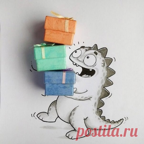 Художники Маник и Ратан оживили своего питомца-Дракона на бумаге 🐾