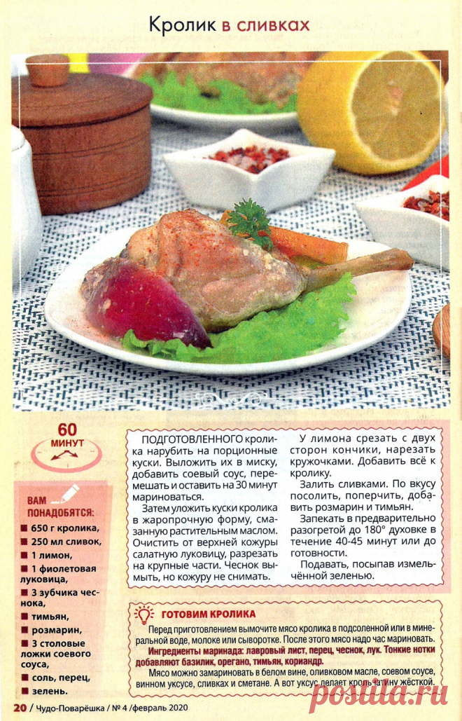 Кролик в сливках