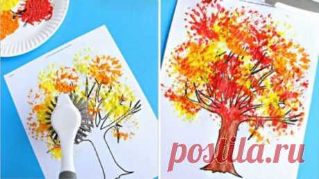 Щётка вместо кисти
Можно поэкспериментировать и взять вместо кисточки щетку.