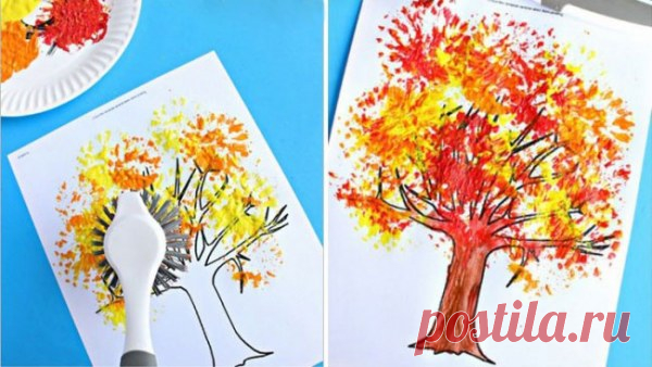 Щётка вместо кисти
Можно поэкспериментировать и взять вместо кисточки щетку.