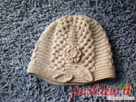 Песочная шапка с украшением » Ниткой - вязаные вещи для вашего дома, вязание крючком, вязание спицами, схемы вязания
