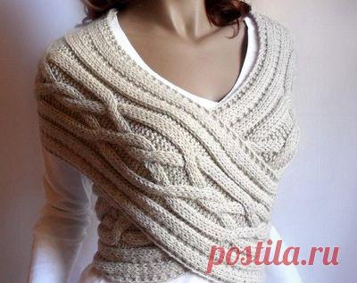 Шарф - трансформер(спицами).ЗДЕСЬ:необычный шарф-накидка--- http://klubok.kg7.ru/1/35/4371