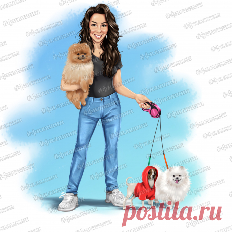 Рисунок по фото для девушки с шпицами и чихуахуа. Нарисую вашу аватарку или шарж в любом стиле