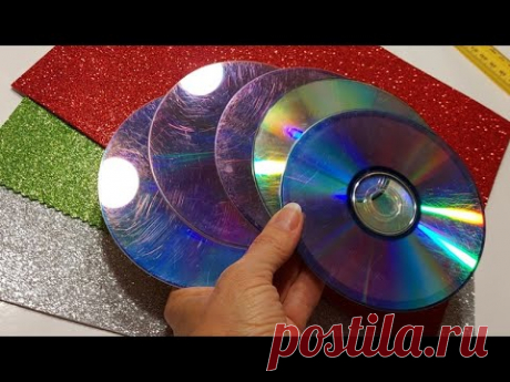 Взяла лишь dvd ДИСК cd и ФОАМИРАН. КРАСОТА своими руками.DIY подарки поделки идеи 8 марта.цветы фом.