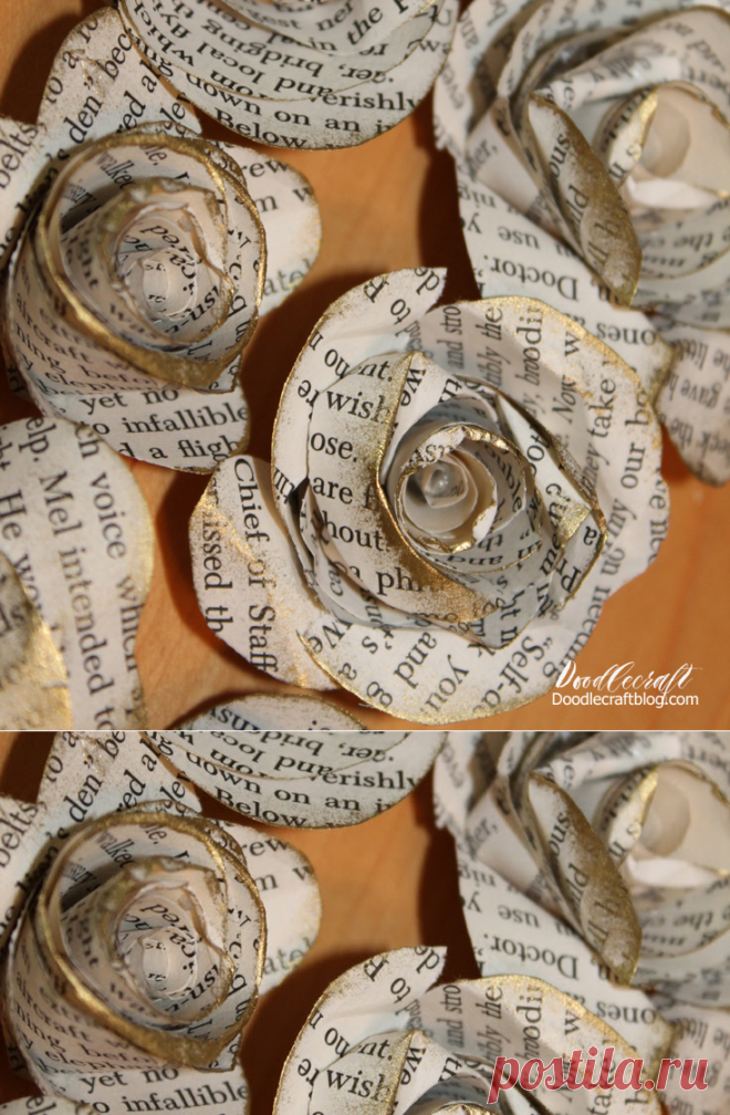 Doodlecraft: Upcycled Книга Страница Розочка!