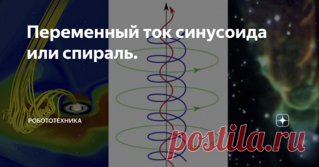 Переменный ток синусоида или спираль. Эта тема, больше для живой аудитории. Как ни крути, но  в нашем мире все развитие и движение происходит по спирали. Генерация тока, в момент движения ротора также происходит при вращении ротора.
Как видим, вид сбоку - это синусоида, а вид сверху спираль плоская, то есть одна и та же модель может иметь разные проекци.и
Интересно узнать как вы думаете и представляете себе процессы движения частиц пр