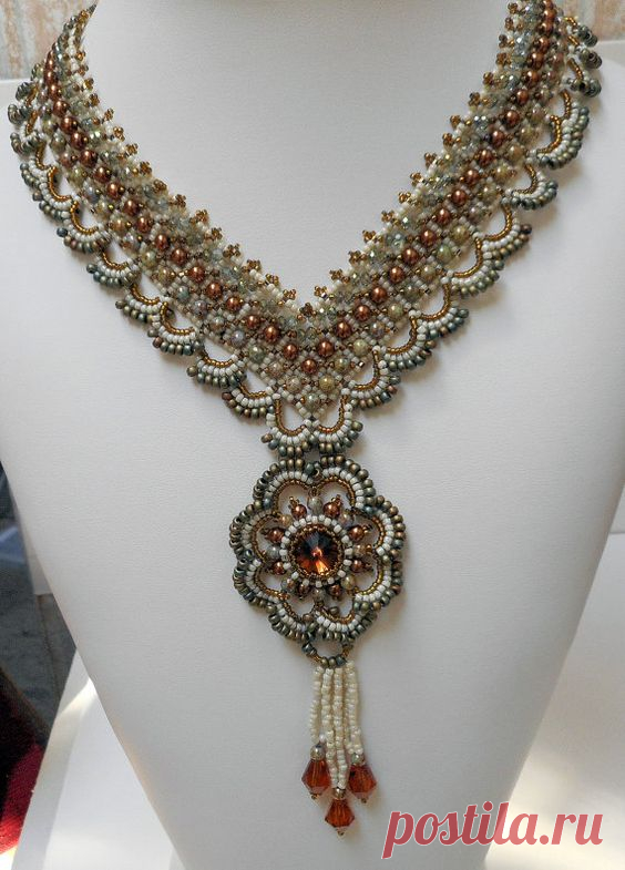(15) Beading Tutorial Instructions - Bead weaving Pattern Avalon Pendant Necklace PDF Format INSTANT DOWNLOAD