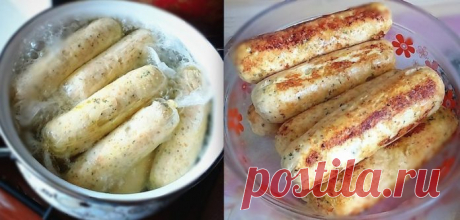 Готовлю сразу всем по 3 штучки. Такие вкусные, такие нежные! Сосиски из куриного филе ...