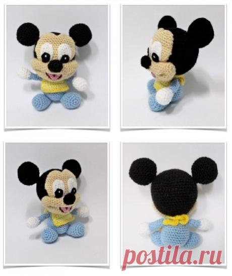 #герои_мультфильмов_ЛА
МИККИ. 

высота 14 см, сложность высокая, время работы 7 часов, толщина пряжи 3 мм, крючок 2 мм. 
ГОЛОВА и ТЕЛО: начать с черного 
1 ряд - 6 сбн в КА 
2 ряд - 6 приб = 12 
3 ряд - (1 сбн, приб)* 6 = 18 
4 ряд - (2 сбн, приб)* 6 = 24 
5 ряд - (3 сбн, приб)* 6 = 30 
6 ряд - (4 сбн, приб)* 6 = 36 
7 ряд - (5 сбн, приб)* 6 = 42 
8 ряд - (6 сбн, приб)* 6 = 48 
9 – 18 ряды /10 рядов/ - 48 сбн 
19 ряд - (6 сбн, уб)* 6 = 42 
20 ряд - (5 сбн, уб)* 6 = 36 
21 ...