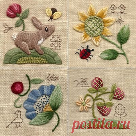(3) elizabethan blackwork patterns done in crewels, lovely rabbit | Bordados, patch y otros labores hechos a mano