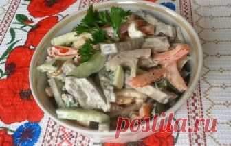 Салат с отварным языком: вкусный и сытный