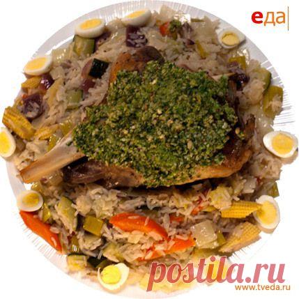 Баранья нога с овощным пловом. Рецепт от Сергея Малаховского