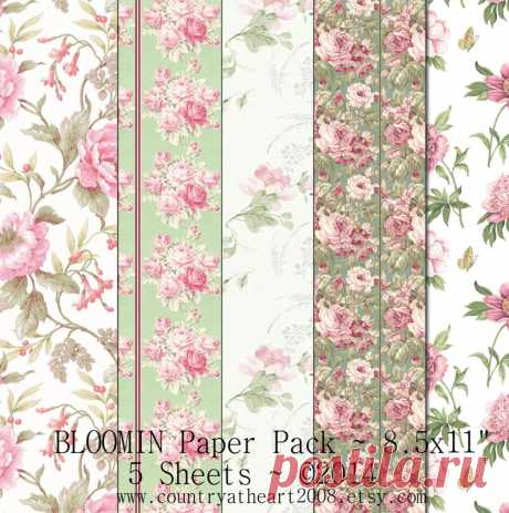 INSTANT DOWNLOAD Bloomin Paper Pack 5 8.5x11 inch Sheets | Etsy