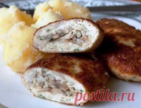 Просто фантастически вкусное мясное блюдо! Точно пальчики оближешь! &quot;Куриные зразы с рисом и грибами&quot; Рецепт здесь...