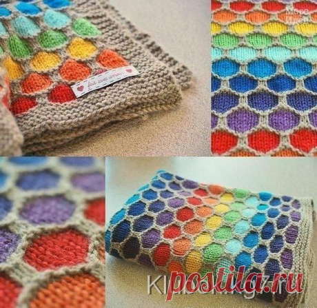 Очень красивый плед вязаный спицами | Клубок