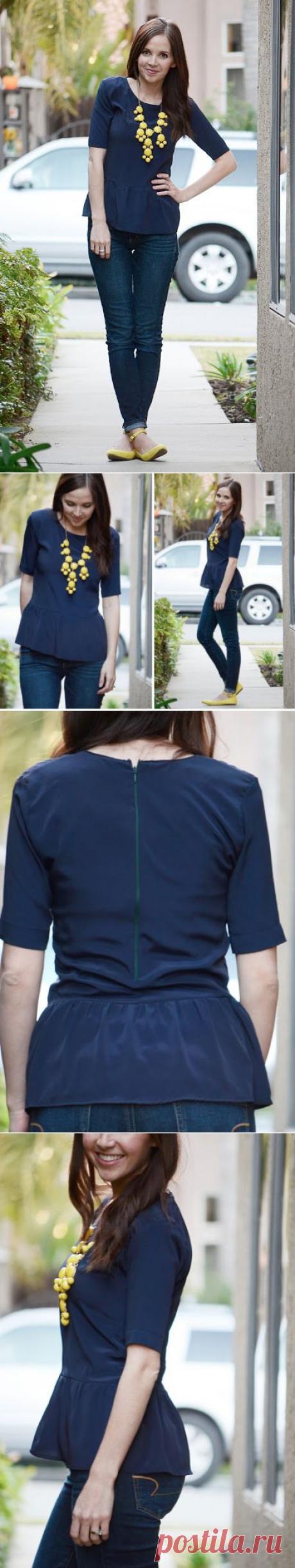 Как перешить футболку в топ с баской | Ladiesvenue