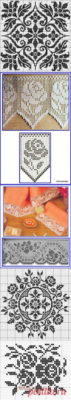 филейные схемы- розы, цветы -12 Fotos