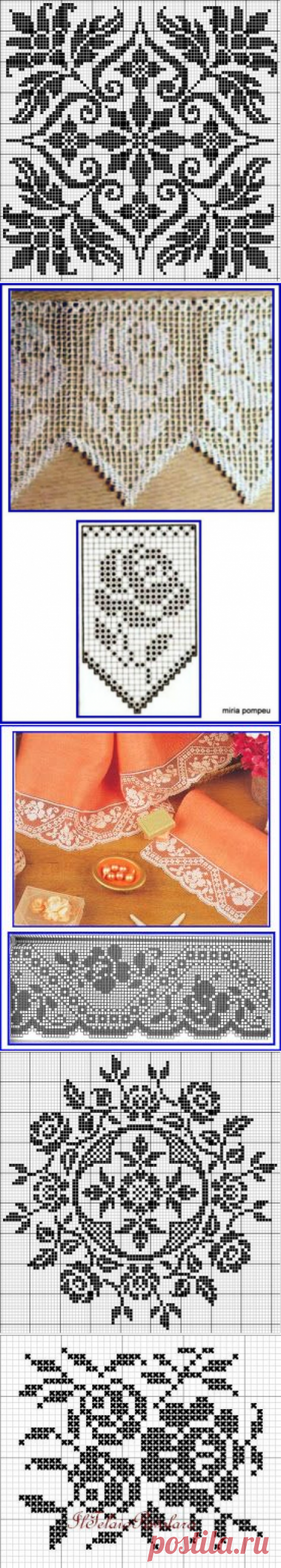 филейные схемы- розы, цветы -12 Fotos