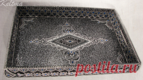 МК по росписи в технике "Point-to-point". Поднос "Зимняя сказка"