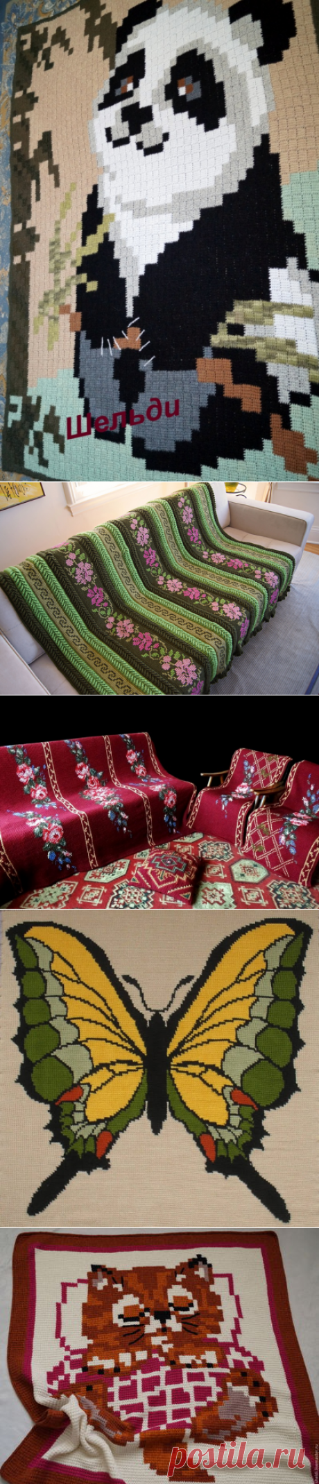 ПЛЕДЫ.ТУНИССКОЕ ВЯЗАНИЕ.