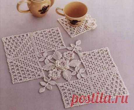 Красивые и необычные салфетки с цветами крючком со схемами | Уют и тепло моего дома