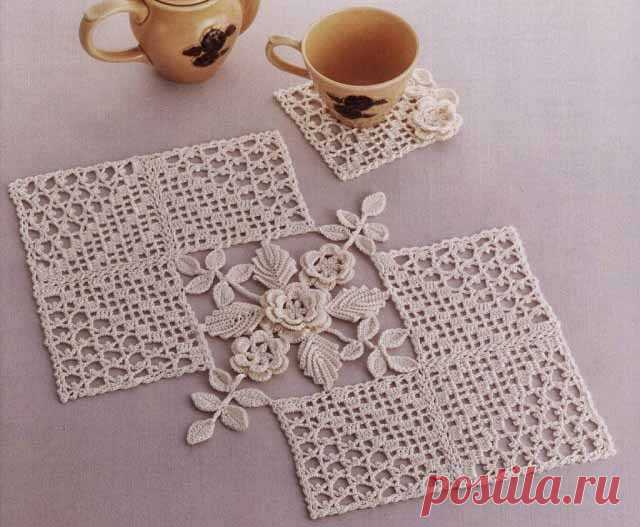 Красивые и необычные салфетки с цветами крючком со схемами | Уют и тепло моего дома