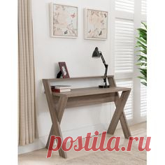 Furniture of America Intersecting Home Office Desk ($145) ❤ liked on Polyvore featuring home, furniture, desks, shelving furniture, slim desk, computer furniture, mdf shelving and computer shelf