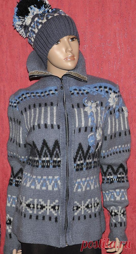 комплект жаект и шапочка, авторский орнамент