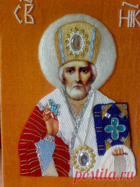 Николай Чудотворец. Вышивка бисером