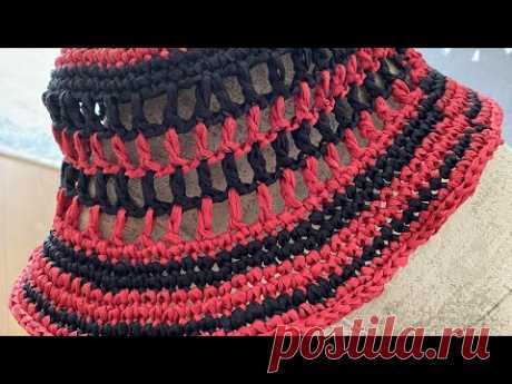 Шапочка из рафии как в H&M #панамакрючком