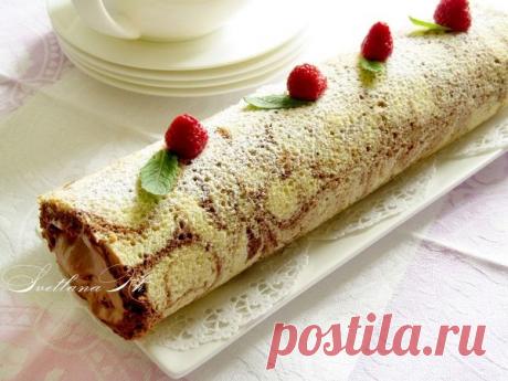 Узорный шоколадный рулет, рецепт с фото.