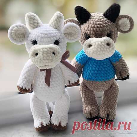 PDF Бычок крючком. FREE crochet pattern; Аmigurumi animal patterns. Амигуруми схемы и описания на русском. Вязаные игрушки и поделки своими руками #amimore - корова, коровка, телёнок, плюшевый бык, большой бычок из плюшевой пряжи.