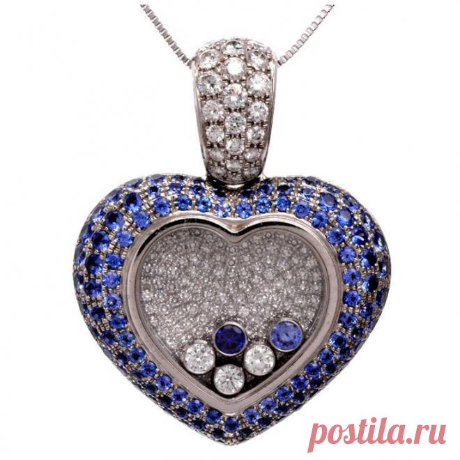 Chopard Happy Diamond Sapphire Diamond Gold Heart-Shaped Pendant