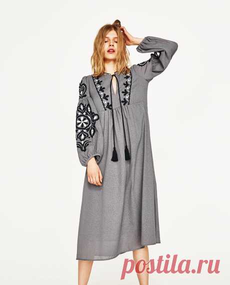 ПЛАТЬЕ С ВЫШИВКОЙ - ПЛАТЬЯ-ЖЕНЩИНЫ | ZARA Российская Федерация