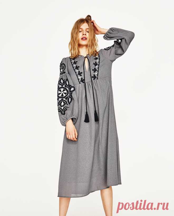 ПЛАТЬЕ С ВЫШИВКОЙ - ПЛАТЬЯ-ЖЕНЩИНЫ | ZARA Российская Федерация