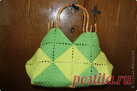 Вязание крючком - Нежная зелень лета Сумка из квадратных мотивов » Поиск мастер классов, поделок своими руками и рукоделия на SearchMasterclass.Net