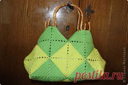 Вязание крючком - Нежная зелень лета Сумка из квадратных мотивов » Поиск мастер классов, поделок своими руками и рукоделия на SearchMasterclass.Net