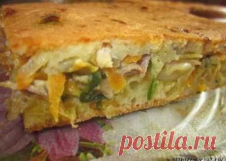 Заливной пирог с курицей