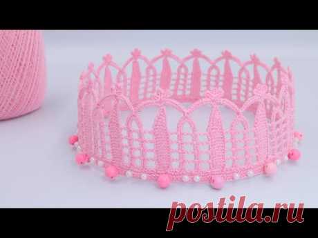 Вязание крючком КОРОНА из ленточного кружева ПРОСТОЕ вязание для начинающих Crochet lace DIY crown