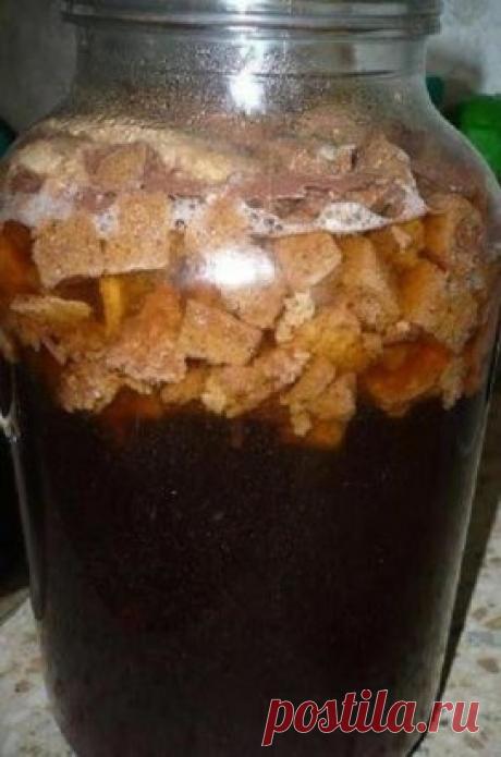 Домашний квас. 
Делаем квас своими руками- рецепт еще "советский" - проверенный. 
Ингредиенты:
Полбуханки ржаного хлеба(любого); 
3 литра кипяченой воды; 
полпачки (25-30 грамм) сухих дрожжей; 
полстакана (125 грамм) сахара; 
изюм. 
Режем хлеб на кусочки и обжариваем на противине в духовке до румяной корочки.Вернее сушим,потому как без масла.Заливаем корочки кипятком в 3-х литровой банке и ждем остывания до температуры 36-38 градусов.После остывания добавляем половину приготовленного сахара и