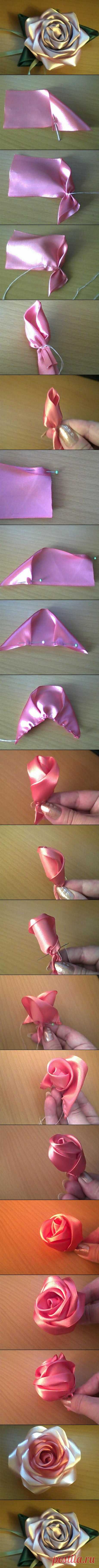 Ribbon Rose | •♥•✿⊱☆✯Bows &amp; Flowers✯☆⊱✿•♥• | Ribbon Rose, Rose and Tutorials