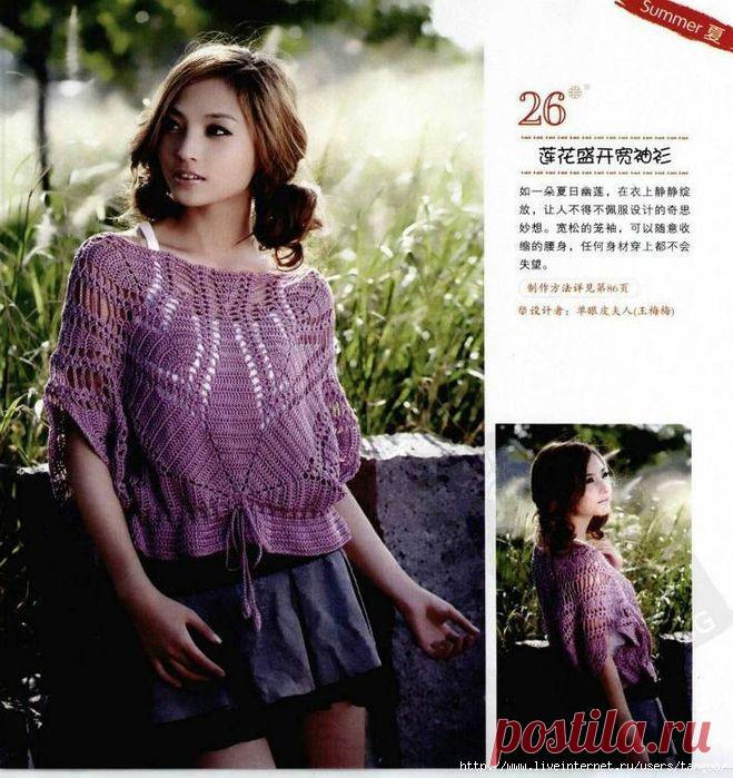 Блузка из полукругов крючком.