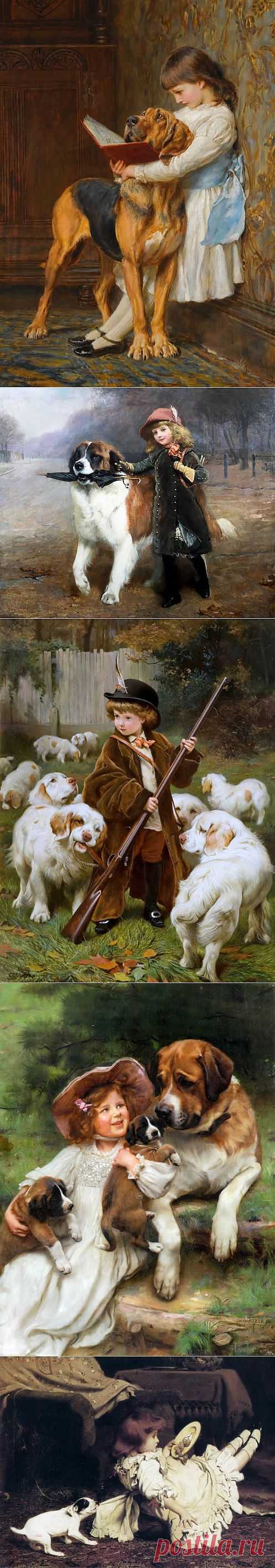 ДЕТИ И ЖИВОТНЫЕ В КАРТИНАХ ЧАРЛЬЗА БЕРТОН БАРБЕРА .