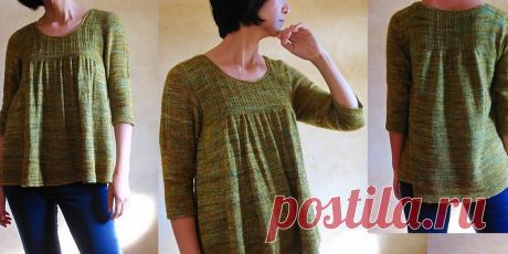 Пуловер оверсайз спицами с драпировкой Mugetsu - Вяжи.ру